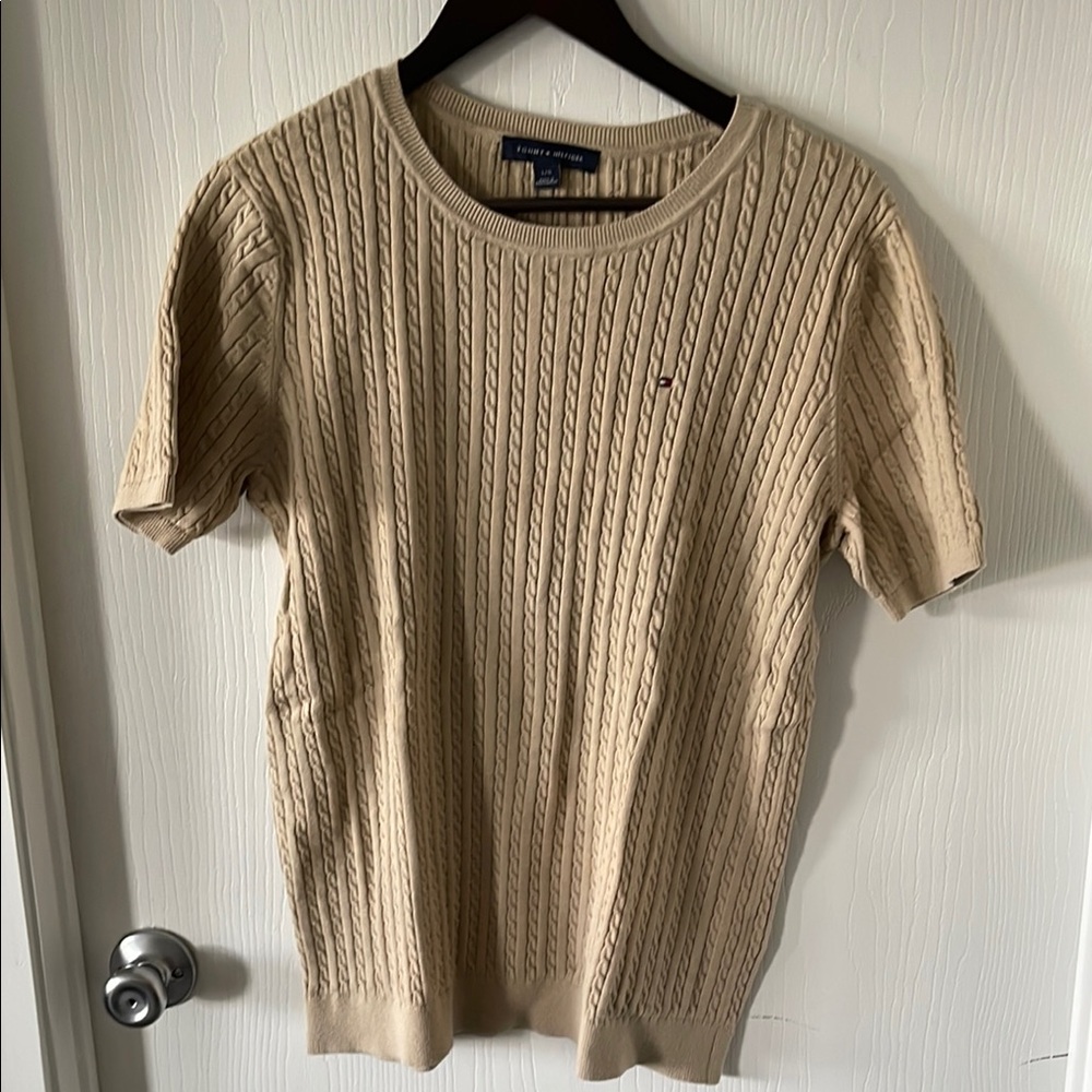 Tommy Hilfiger Woman's Beige  Short Sleeve Sweater